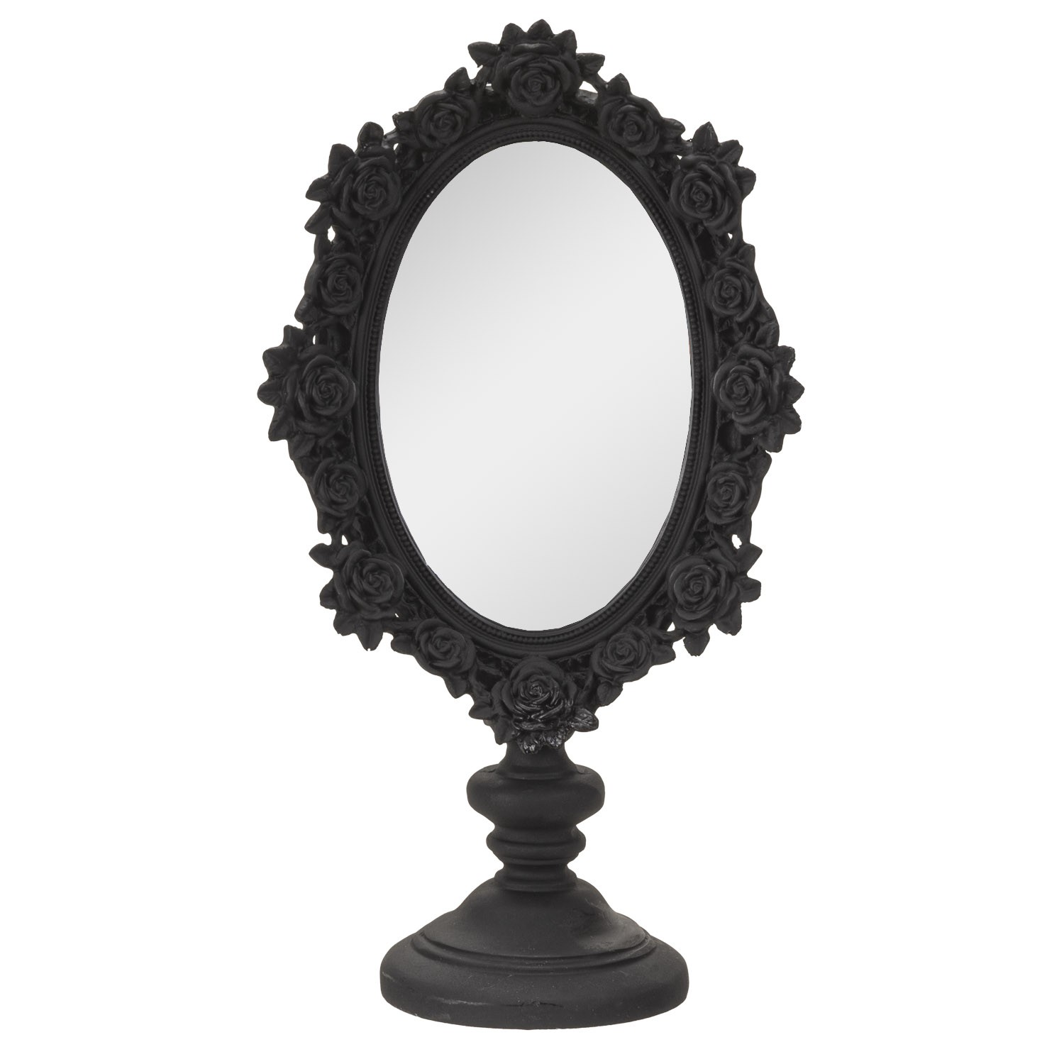 11" Black Rose Standing Mirror