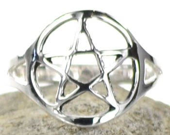 Silver Plated brass Pentagram ring size 8