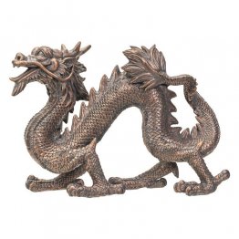 12" Dragon Statue - Bronze Chinese Dragon