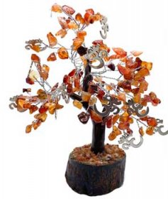 Carnelian & Om Gemstone Tree - New Design**