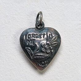 Sterling Silver Wish You Well Heart Charm Vintage Circa 1940s
